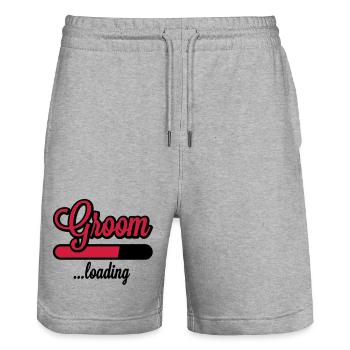 Groom loading | Stag Night - Short de jogging bio TRAINER Stanley/Stella unisexe - gris chiné - Devant - Nik (191cm) & Marisol (170cm)