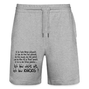 Ich bin nicht alt sondern knackig - Stanley/Stella Unisex Bio Joggingshorts Trainer  - Grau meliert - Vorne - Nik (191cm) & Marisol (170cm)