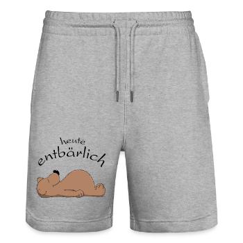 knuffiger Braunbär will entspannen - Stanley/Stella Unisex Bio Joggingshorts Trainer  - Grau meliert - Vorne - Nik (191cm) & Marisol (170cm)