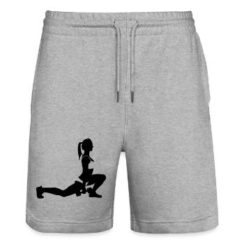 Fitness - Stanley/Stella Unisex Bio Joggingshorts Trainer  - Grau meliert - Vorne - Nik (191cm) & Marisol (170cm)