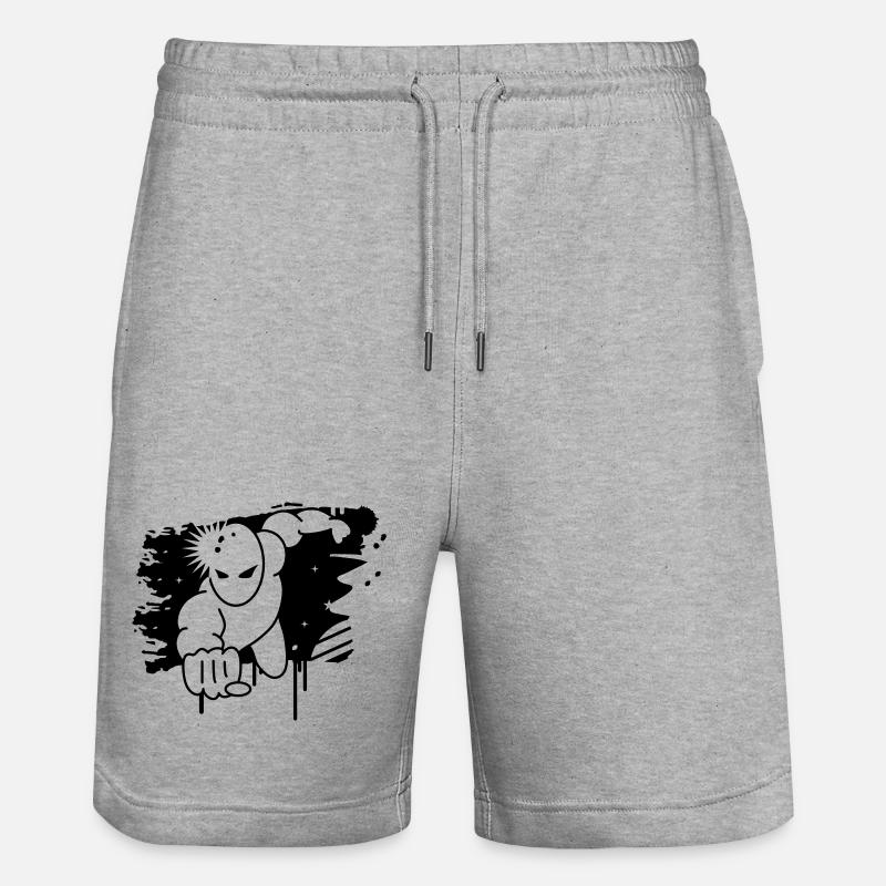 Superheld Graffiti - Stanley/Stella Unisex Bio Joggingshorts Trainer  - Grau meliert
