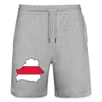 Silhouette of Belarus - Stanley/Stella Unisex Bio Joggingshorts Trainer  - Grau meliert - Vorne - Nik (191cm) & Marisol (170cm)
