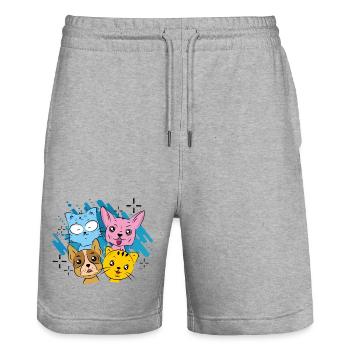 Kinder - Stanley/Stella Unisex Bio Joggingshorts Trainer  - Grau meliert - Vorne - Nik (191cm) & Marisol (170cm)