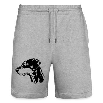 Doberman Head - Stanley/Stella Trainer Unisex Organic Jogging Shorts - heather grey - Front - Nik (191cm) & Marisol (170cm)