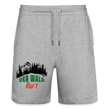 Der Wald ruft Förster Waldarbeit Natur Freizeit - Stanley/Stella Unisex Bio Joggingshorts Trainer  - Grau meliert - Vorne - Nik (191cm) & Marisol (170cm)