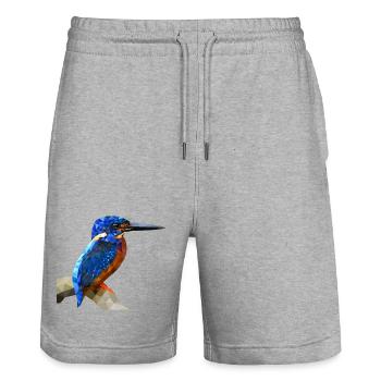 Kingfisher Bird Design Nature Fishing Gift - Stanley/Stella Trainer Unisex Organic Jogging Shorts - heather grey - Front - Nik (191cm) & Marisol (170cm)