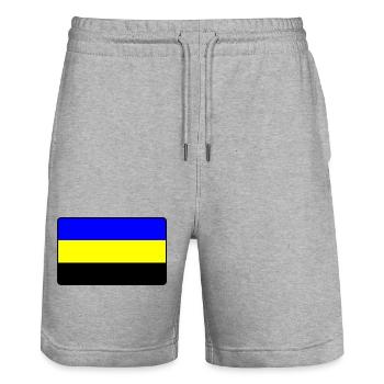 Province flag Geldersevlag Gelderland - Stanley/Stella Trainer Unisex Organic Jogging Shorts - heather grey - Front - Nik (191cm) & Marisol (170cm)