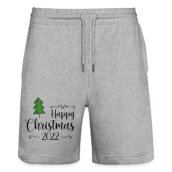 Joyeux Noël 2022 - Short de jogging bio TRAINER Stanley/Stella unisexe - gris chiné - Devant - Nik (191cm) & Marisol (170cm)