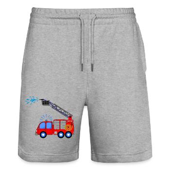 Fire engine with ladder and water children - Stanley/Stella Trainer Unisex Organic Jogging Shorts - heather grey - Front - Nik (191cm) & Marisol (170cm)