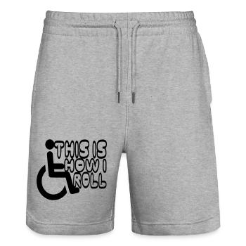 So rolle ich mich in meinem Rollstuhl * - Stanley/Stella Unisex Bio Joggingshorts Trainer  - Grau meliert - Vorne - Nik (191cm) & Marisol (170cm)