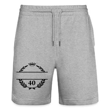 Lauwerkrans Namensbanner mit der Nummer 40 - Stanley/Stella Unisex Bio Joggingshorts Trainer  - Grau meliert - Vorne - Nik (191cm) & Marisol (170cm)