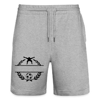 Football 1 - Stanley/Stella Trainer Unisex Organic Jogging Shorts - heather grey - Front - Nik (191cm) & Marisol (170cm)