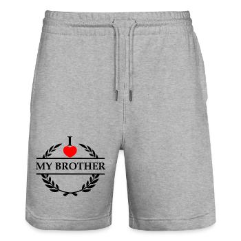 Ich liebe meinen Bruder - Stanley/Stella Unisex Bio Joggingshorts Trainer  - Grau meliert - Vorne - Nik (191cm) & Marisol (170cm)