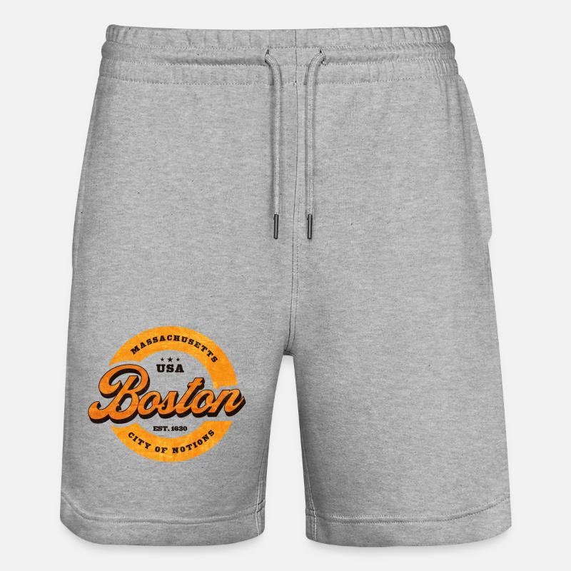Impression du logo Boston Retro Circle - Short de jogging bio TRAINER Stanley/Stella unisexe - gris chiné