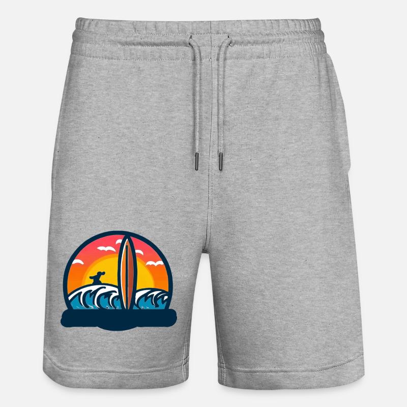 logo surf sunset personnalisable - Short de jogging bio TRAINER Stanley/Stella unisexe - gris chiné