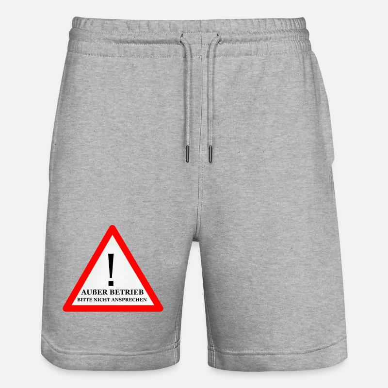 Warnschild: Nicht Ansprechen - Stanley/Stella Unisex Bio Joggingshorts Trainer  - Grau meliert