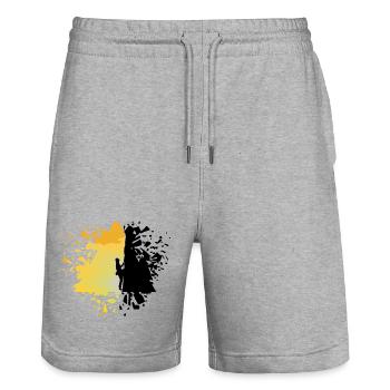 Escape to the Brilliant Summit - Stanley/Stella Trainer Unisex Organic Jogging Shorts - heather grey - Front - Nik (191cm) & Marisol (170cm)