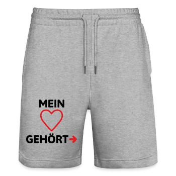 Mein Herz gehört ...? Valentinstag - Stanley/Stella Unisex Bio Joggingshorts Trainer  - Grau meliert - Vorne - Nik (191cm) & Marisol (170cm)