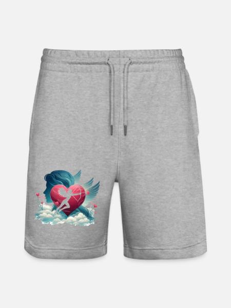 Cupid Archer Heart Artwork - Stanley/Stella Trainer Unisex Organic Jogging Shorts - heather grey