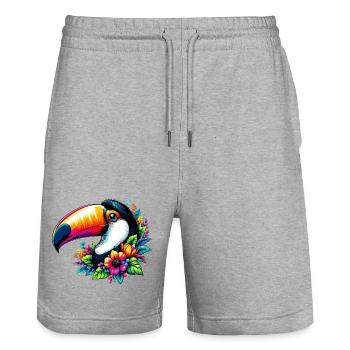 Tukan - Stanley/Stella Unisex Bio Joggingshorts Trainer  - Grau meliert - Vorne - Nik (191cm) & Marisol (170cm)