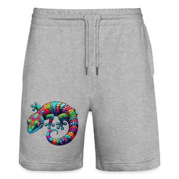 Gecko - Short de jogging bio TRAINER Stanley/Stella unisexe - gris chiné - Devant - Nik (191cm) & Marisol (170cm)