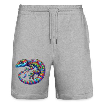 Gecko - Short de jogging bio TRAINER Stanley/Stella unisexe - gris chiné - Devant - Nik (191cm) & Marisol (170cm)