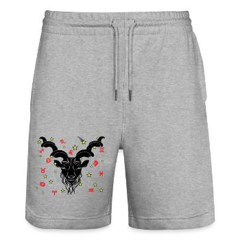 Sternzeichen Stern Logo Steinbock - Stanley/Stella Unisex Bio Joggingshorts Trainer  - Grau meliert - Vorne - Nik (191cm) & Marisol (170cm)