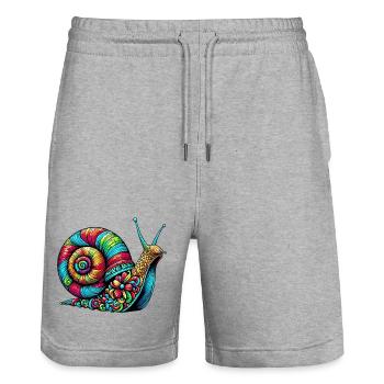 Escargot - Short de jogging bio TRAINER Stanley/Stella unisexe - gris chiné - Devant - Nik (191cm) & Marisol (170cm)