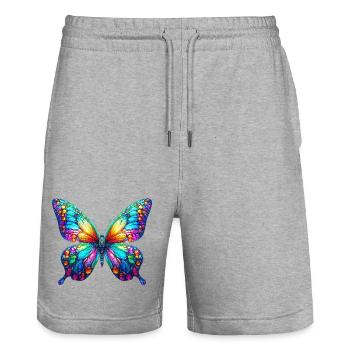 Papillon - Short de jogging bio TRAINER Stanley/Stella unisexe - gris chiné - Devant - Nik (191cm) & Marisol (170cm)