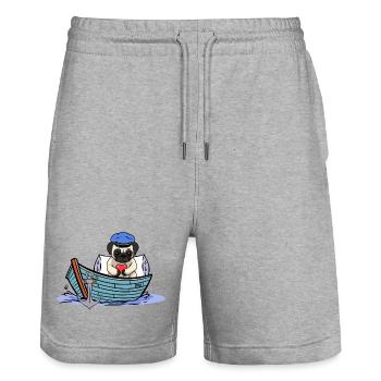 maritim Hund Boot Kapitän Matrose Ahoi - Stanley/Stella Unisex Bio Joggingshorts Trainer  - Grau meliert - Vorne - Nik (191cm) & Marisol (170cm)