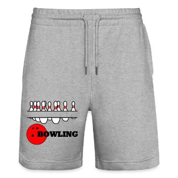 Bowling-Logo-Banner - Stanley/Stella Unisex Bio Joggingshorts Trainer  - Grau meliert - Vorne - Nik (191cm) & Marisol (170cm)