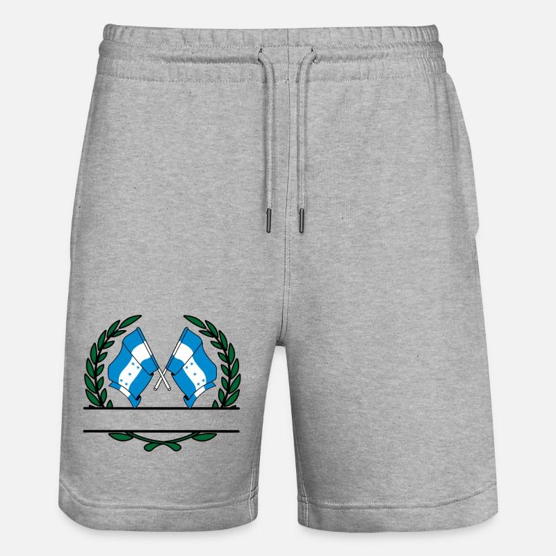 Drapeaux Honduras bannière couronne de laurier - Short de jogging bio TRAINER Stanley/Stella unisexe - gris chiné
