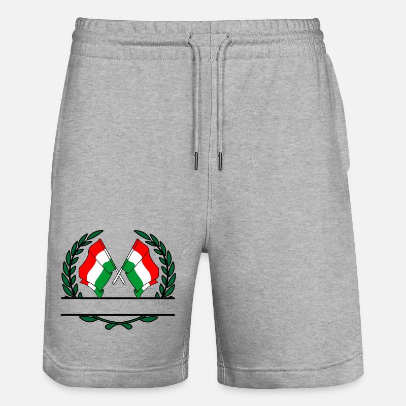 Drapeaux Hongrie couronne de laurier bannière - Short de jogging bio TRAINER Stanley/Stella unisexe - gris chiné