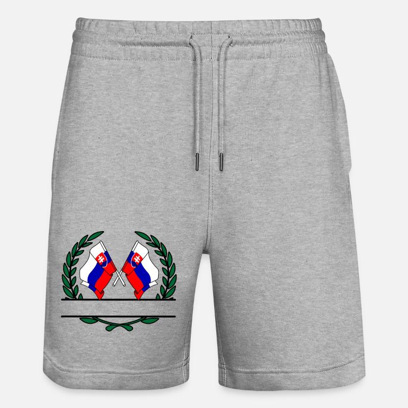Drapeaux Slovaquie couronne de laurier bannière - Short de jogging bio TRAINER Stanley/Stella unisexe - gris chiné