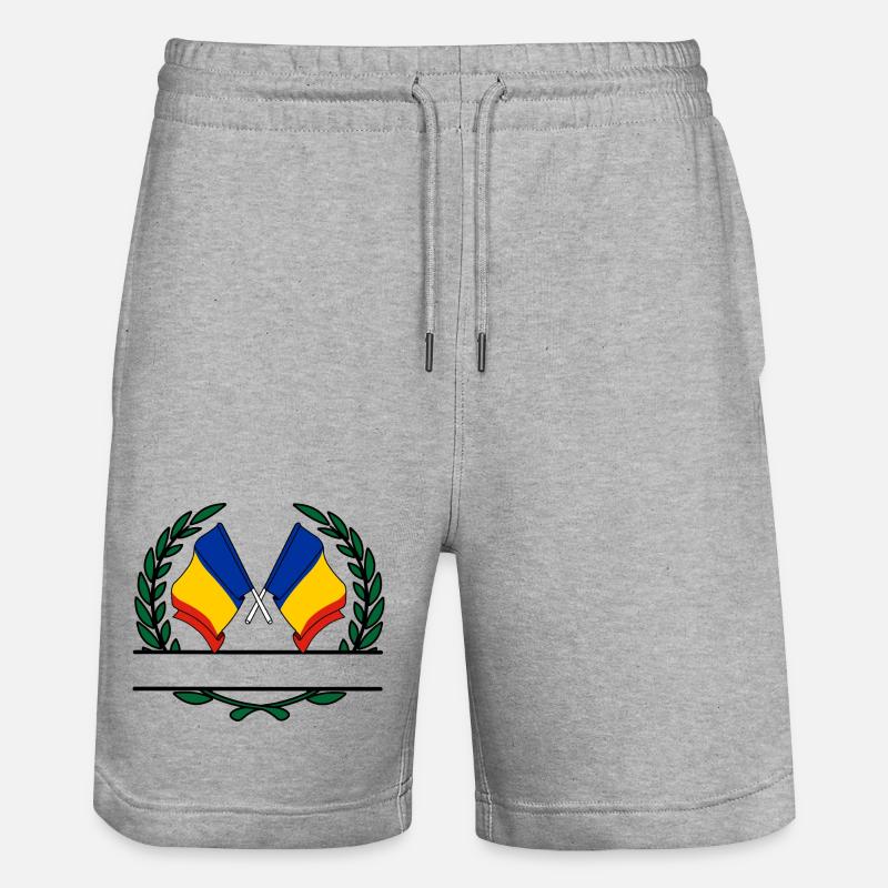Drapeaux Roumanie couronne de laurier bannière - Short de jogging bio TRAINER Stanley/Stella unisexe - gris chiné