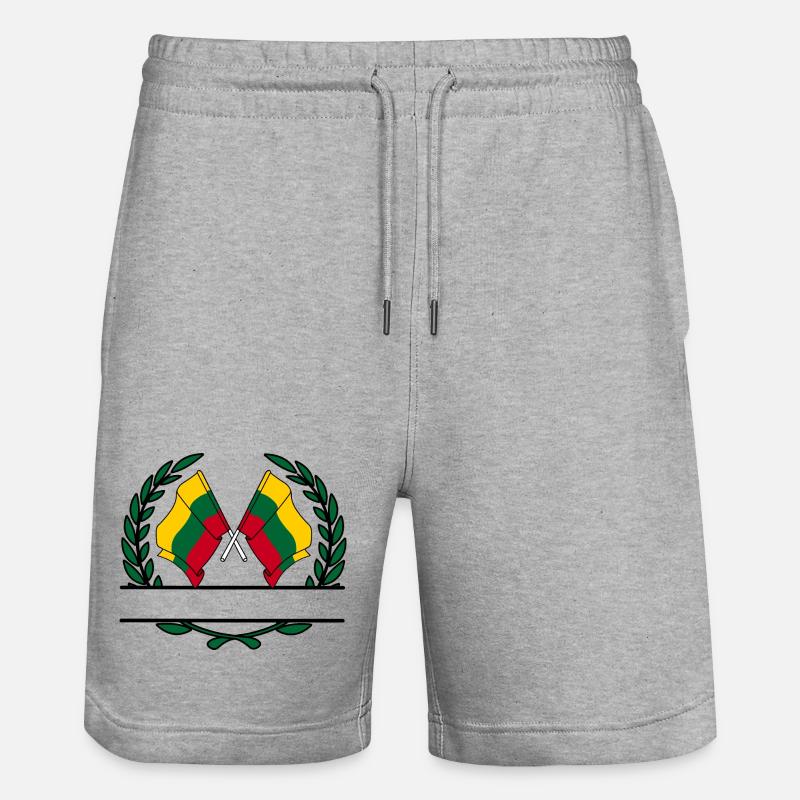 Drapeaux Lituanie couronne de laurier bannière - Short de jogging bio TRAINER Stanley/Stella unisexe - gris chiné