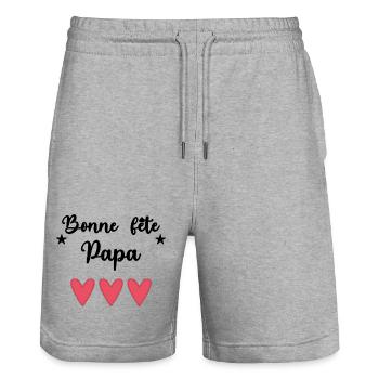 HAPPY FATHER'S DAY. DAD - Stanley/Stella Trainer Unisex Organic Jogging Shorts - heather grey - Front - Nik (191cm) & Marisol (170cm)