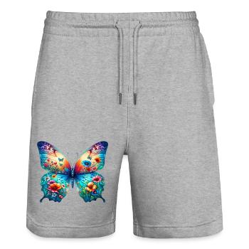 Papillon - Short de jogging bio TRAINER Stanley/Stella unisexe - gris chiné - Devant - Nik (191cm) & Marisol (170cm)