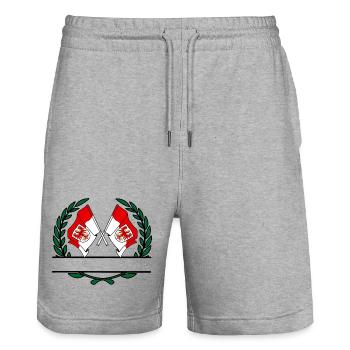 Drapeaux Couronne de laurier de Brandebourg - Short de jogging bio TRAINER Stanley/Stella unisexe - gris chiné - Devant - Nik (191cm) & Marisol (170cm)