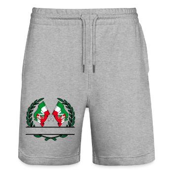 Flags North Rhine Westphalia laurel wreath banner - Stanley/Stella Trainer Unisex Organic Jogging Shorts - heather grey - Front - Nik (191cm) & Marisol (170cm)