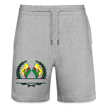 Drapeaux Lubusz couronne de laurier bannière - Short de jogging bio TRAINER Stanley/Stella unisexe - gris chiné - Devant - Nik (191cm) & Marisol (170cm)
