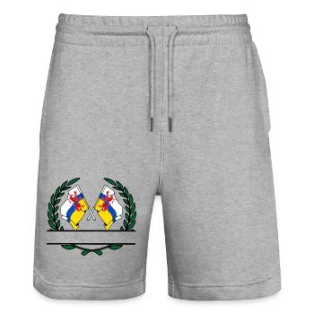 Flags province of Limburg laurel wreath banner - Stanley/Stella Trainer Unisex Organic Jogging Shorts - heather grey - Front - Nik (191cm) & Marisol (170cm)