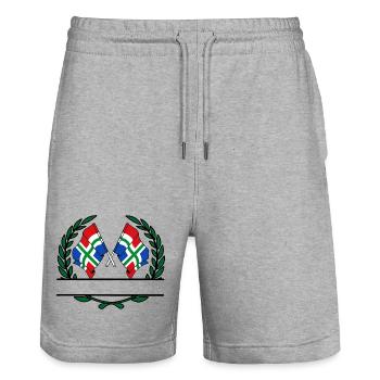 Flaggen Provinz Groningen Lorbeerkranz Banner - Stanley/Stella Unisex Bio Joggingshorts Trainer  - Grau meliert - Vorne - Nik (191cm) & Marisol (170cm)