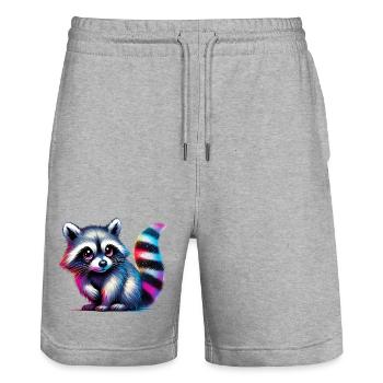 Raccoon - Stanley/Stella Trainer Unisex Organic Jogging Shorts - heather grey - Front - Nik (191cm) & Marisol (170cm)