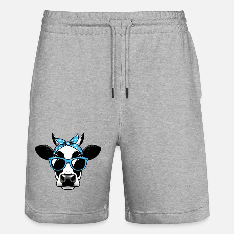 Vache avec lunettes de soleil - Short de jogging bio TRAINER Stanley/Stella unisexe - gris chiné