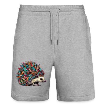 Igel - Stanley/Stella Unisex Bio Joggingshorts Trainer  - Grau meliert - Vorne - Nik (191cm) & Marisol (170cm)
