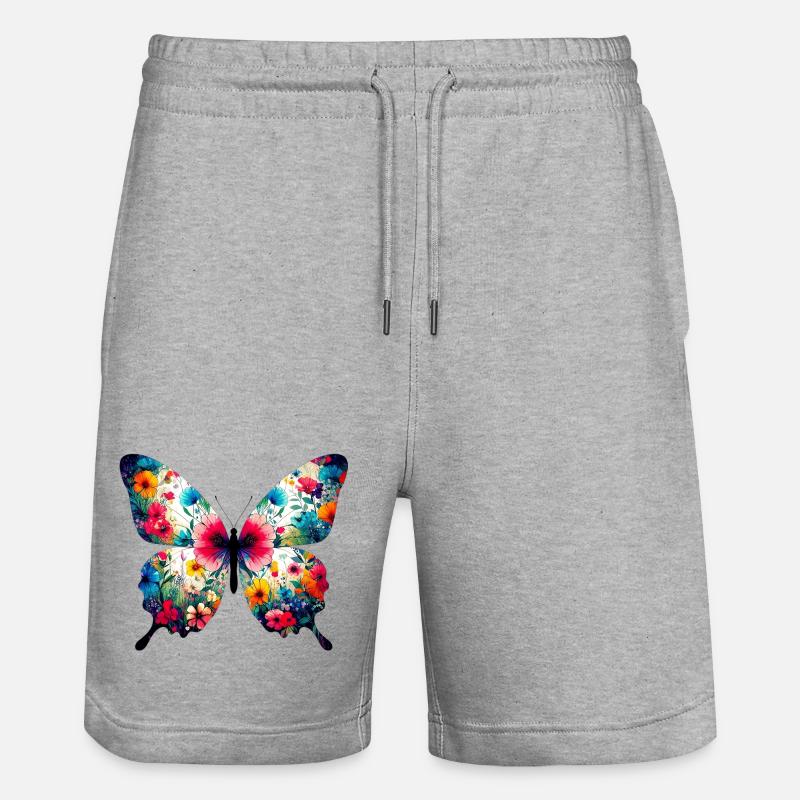 Schmetterling - Stanley/Stella Unisex Bio Joggingshorts Trainer  - Grau meliert