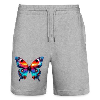 Papillon - Short de jogging bio TRAINER Stanley/Stella unisexe - gris chiné - Devant - Nik (191cm) & Marisol (170cm)