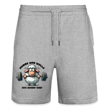 Lustiges Schaf Motivation Inspiration Humor Spruch - Stanley/Stella Unisex Bio Joggingshorts Trainer  - Grau meliert - Vorne - Nik (191cm) & Marisol (170cm)