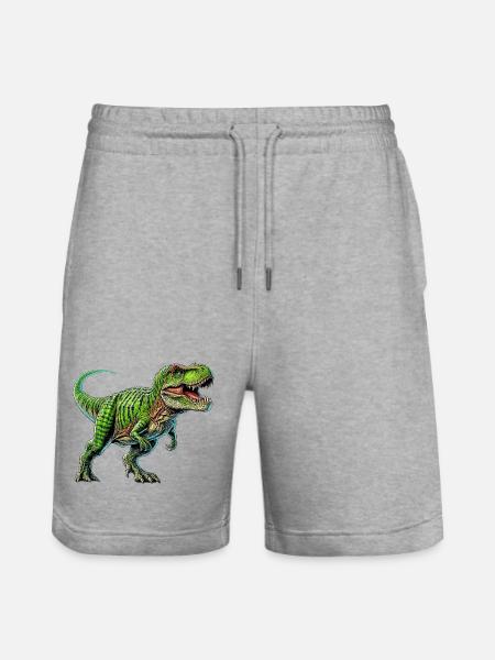 Dinosaur - Stanley/Stella Trainer Unisex Organic Jogging Shorts - heather grey